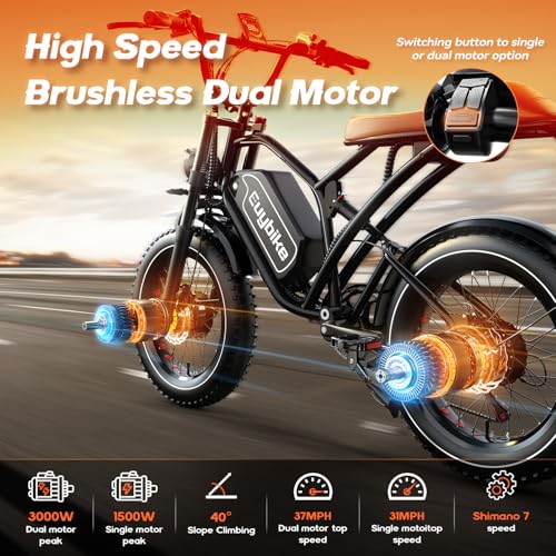 Electric Bike for Adults, 2000W Motor, 48V 25AH Battery, 20" Fat Tires S65549