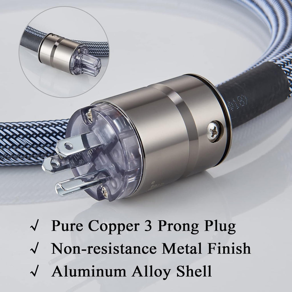 Pailvens HiFi Power Cable AC Power Cord 12AWG Audiophile Power Line 5FT Pack of 2 O58057