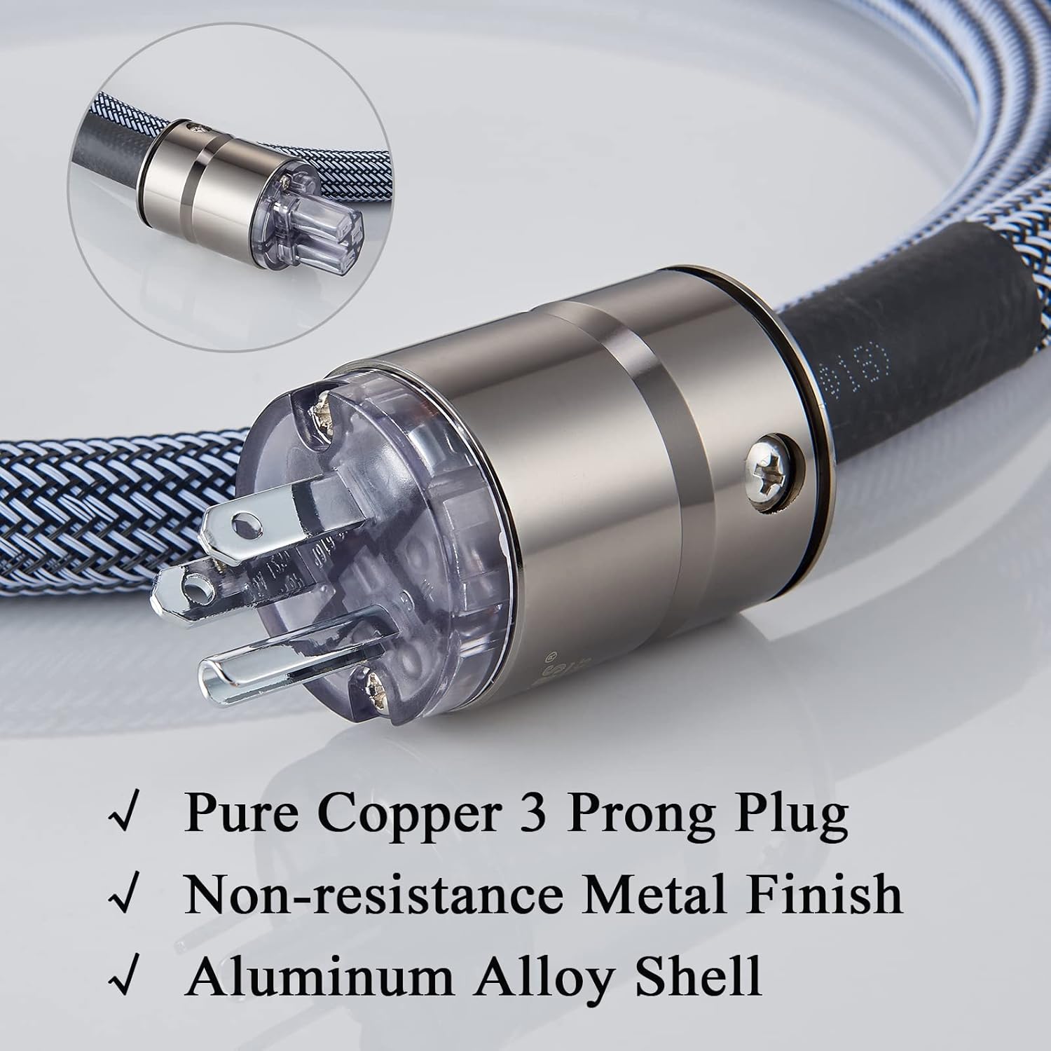 Pailvens HiFi Power Cable AC Power Cord 12AWG Audiophile Power Line 5FT Pack of 2 O58057