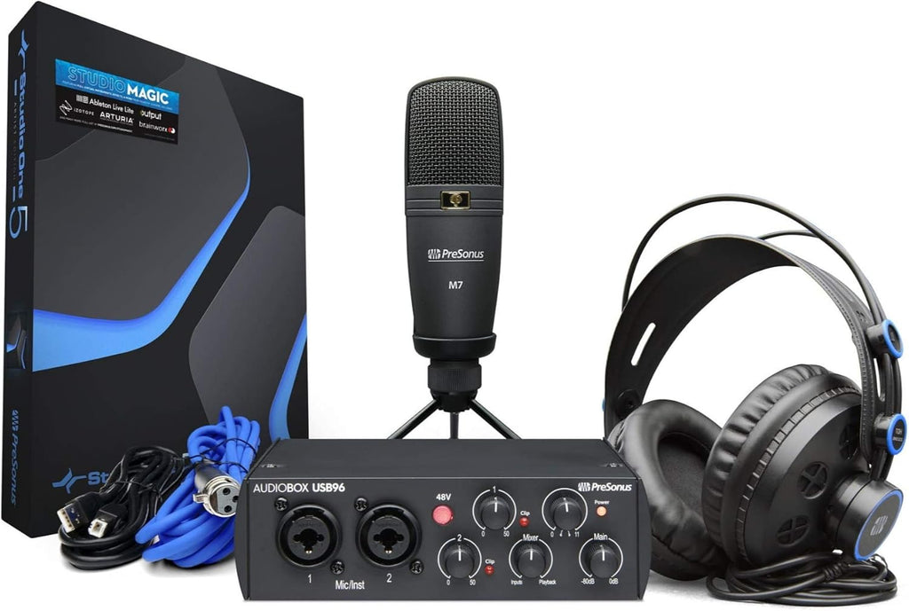 PreSonus AudioBox 96 Interface with Mic, Headphones, XLR Cable, Stand, Pop Filter & Shock Mount S861