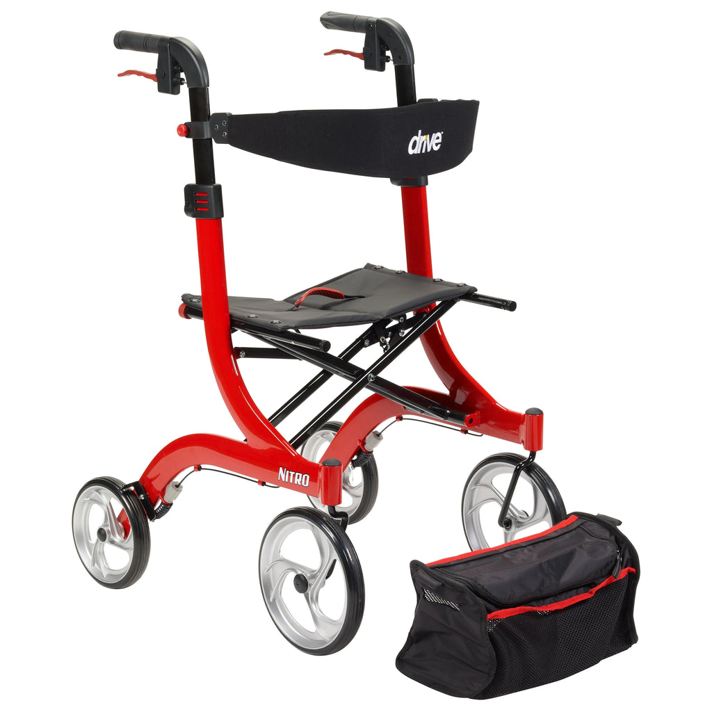 Drive Medical Nitro Euro Style Rollator Walker, Red F360