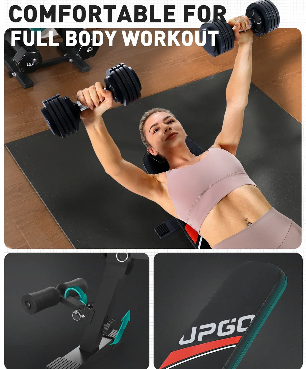 UPGO Adjustable Weight Bench 660lbs Foldable Workout Bench for Home E708