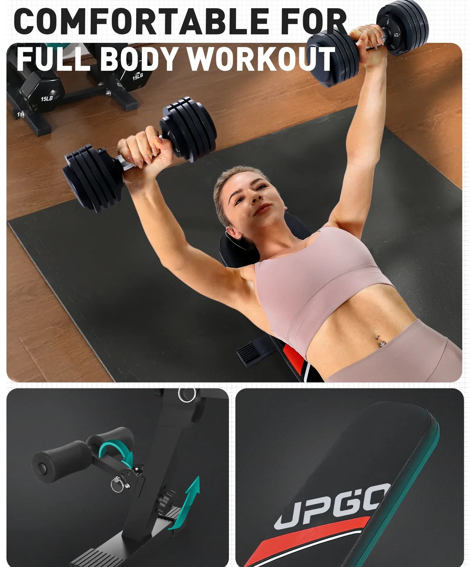 UPGO Adjustable Weight Bench 660lbs Foldable Workout Bench for Home E708