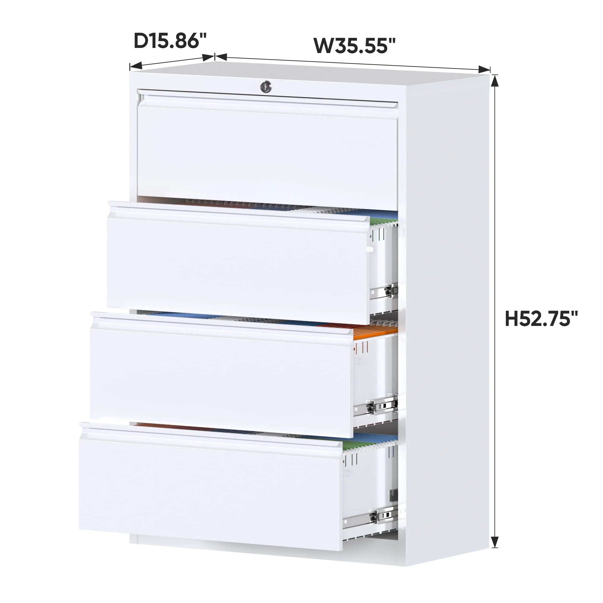 SUPEER 4 Drawer File Cabinet with Lock, Metal Vertical Storage, Black E499