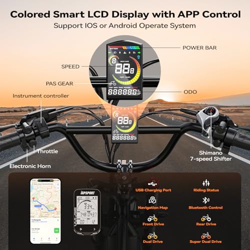 Electric Bike for Adults, 2000W Motor, 48V 25AH Battery, 20" Fat Tires S65549