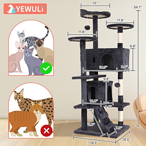 ASHY 54in Cat Tree with Scratching Post for Indoor Cats I993