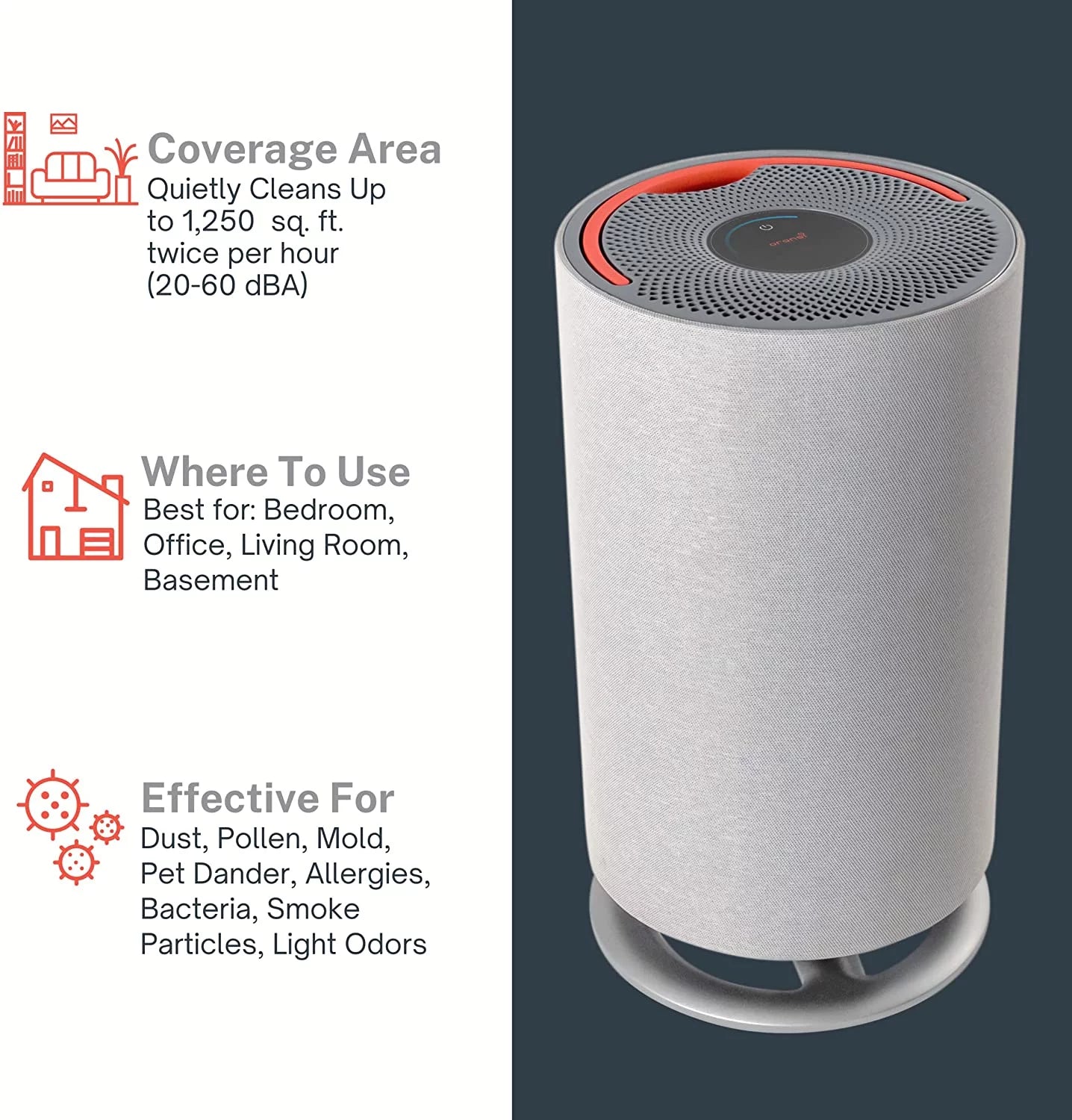 ORANSI Mod Air Purifier for Large Rooms, EnergyStar G526