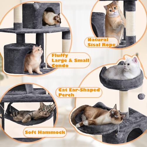 Yaheetech 62.5in Cat Tree with Platform & Hammock, Dark Gray L747397