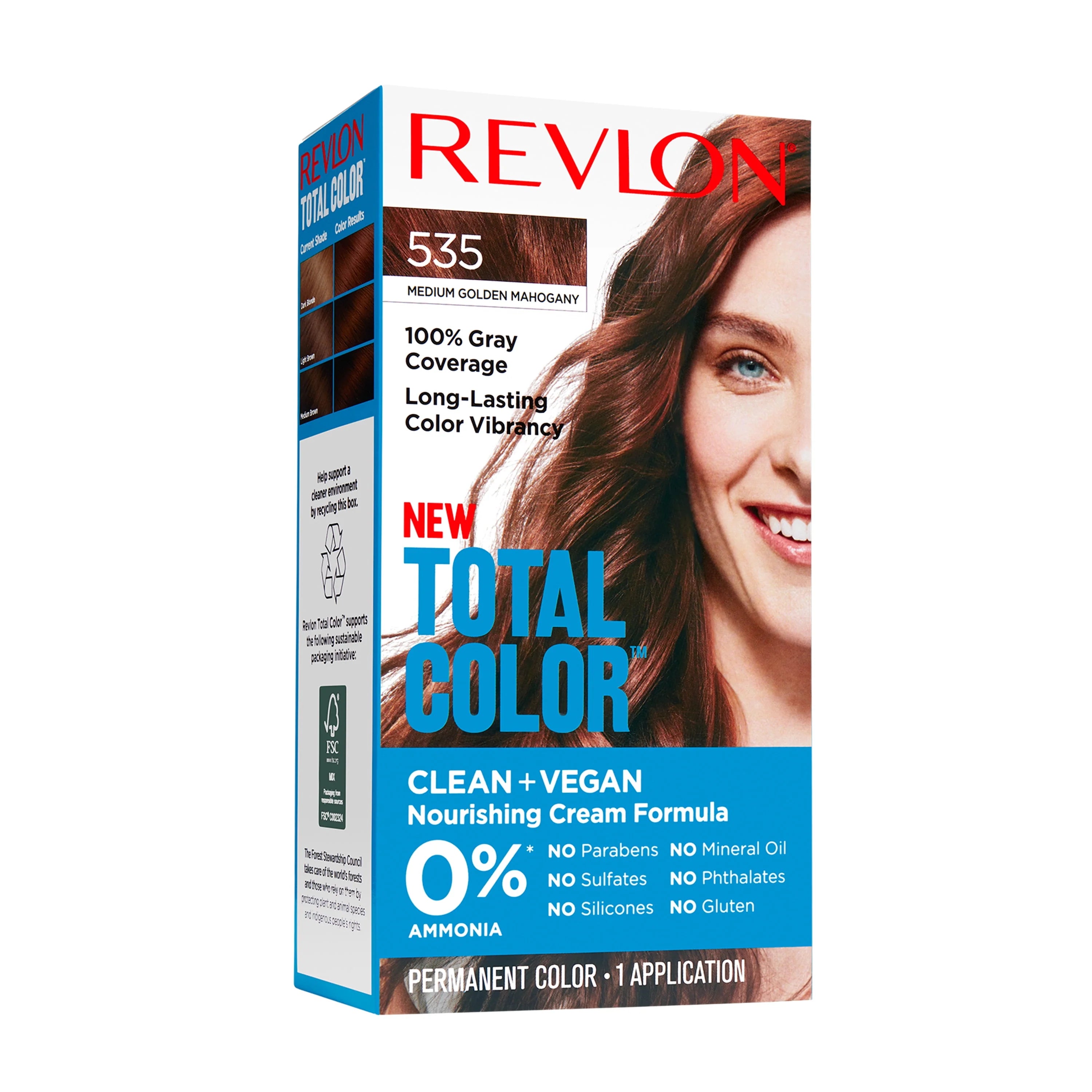 Revlon Total Color Permanent Hair Color, 535 Medium Golden Mahogany X49899
