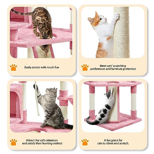 Yaheetech Multi-Level Cat Tree with Scratching Posts, Plush Perches and Condo, Dark Gray and White V70137