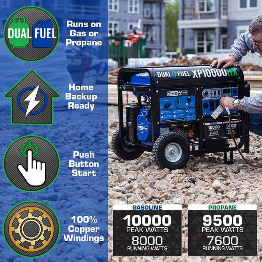 DuroMax XP10000HX 10,000 Watt Portable Dual Fuel Generator E355