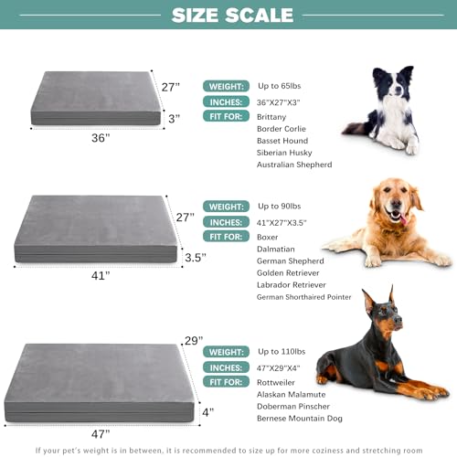 Vonabem Waterproof Dog Bed Large Medium Sized Dogs Outdoor Orthopedic Crate Pad Washable Gray 35"x22" C409