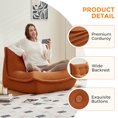 Giant Bean Bag Chair Sofa with Memory Foam for Adults and Kids, Caramel X927258