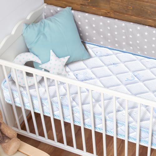 Premium Crib & Toddler Mattress, 100% Knitted Fabric, Hypoallergenic, 5" Thick, Fits Standard Cribs W252468