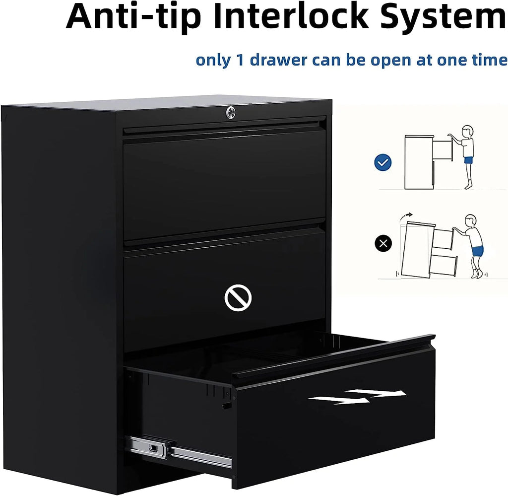 SUPEER 4 Drawer File Cabinet with Lock, Metal Vertical Storage, Black E499