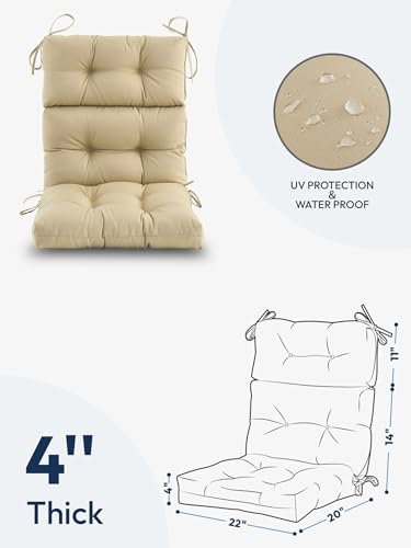 Outdoor High Back Chair Cushion Water Resistant Tufted with Ties Purple P961