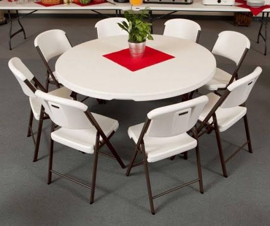 Lifetime Commercial Round Folding Table 4 Pack, Almond P29121
