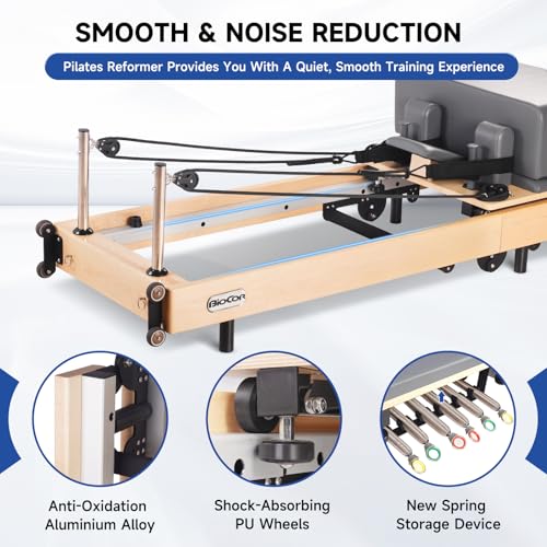 Foldable Wood Pilates Reformer with Jump Board and Anti-Slip Mat U625945