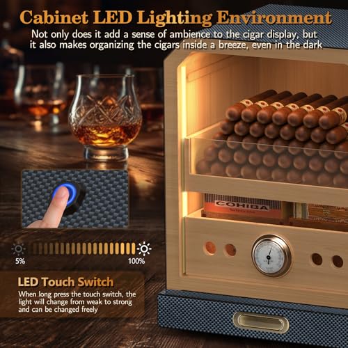 Cigar Humidor Cabinet with Magnetic Door and Humidifiers, Brown D98390