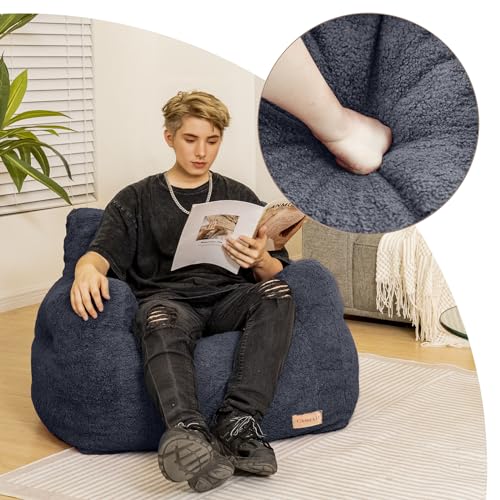 Bean Bag Chair with Filler, Tufted Soft Stuffed, Black B61630