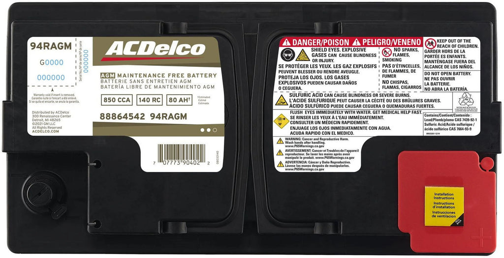 ACDelco AGM Group 94R Battery 94RAGM W340294