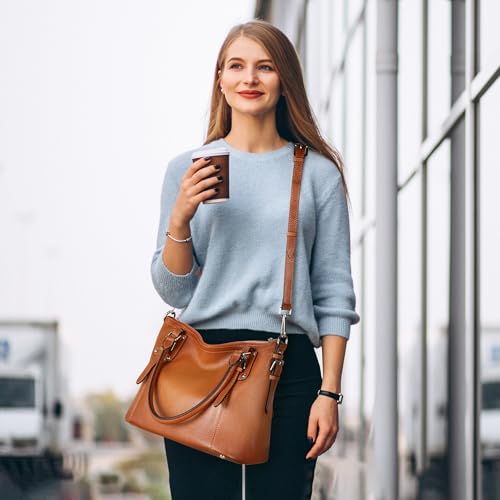 HESHE Genuine Leather Tote Shoulder Bag for Women P1142