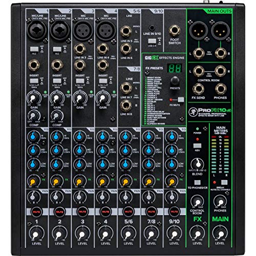 Mackie ProFX10 Go 10-channel Battery-powered Mixer with USB and Effects V810787