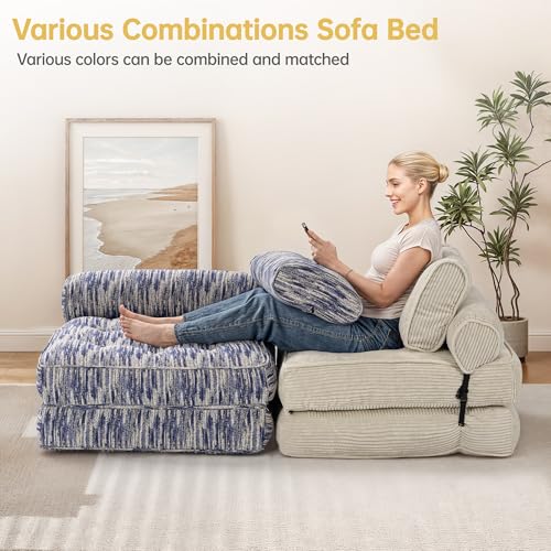 Folding Sofa Bed Convertible Sleeper Chair with Pillow, Grey L546