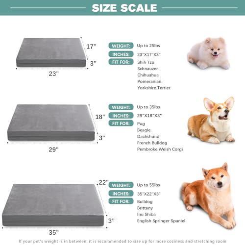 Vonabem Waterproof Dog Bed Large Medium Sized Dogs Outdoor Orthopedic Crate Pad Washable Gray 35"x22" C409