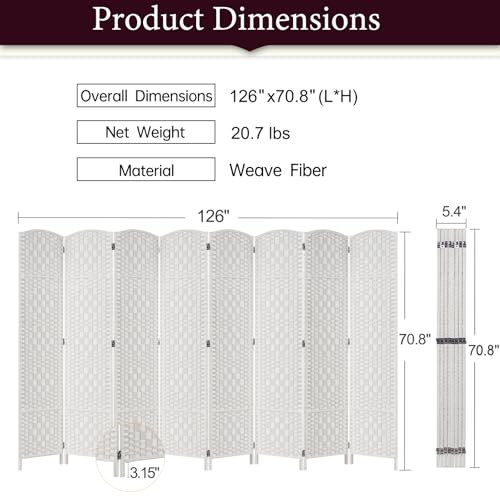 Rose Home Fashion 6 ft Tall Room Divider 4 Panel Folding Privacy Screen, Dark Coffee C8634