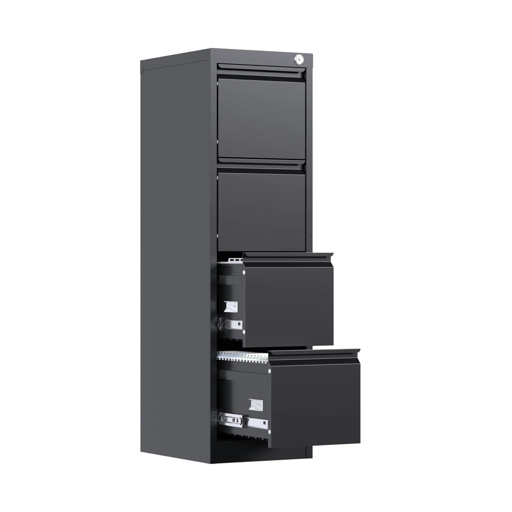 SUPEER 4 Drawer File Cabinet with Lock, Metal Vertical Storage, Black E499