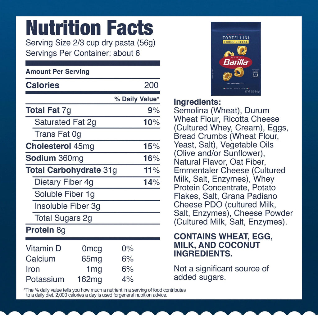 Barilla Three Cheese Tortellini Pasta, 12 oz J6773