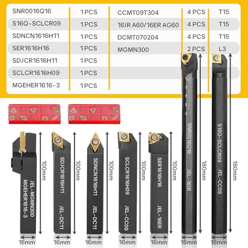 Indexable Lathe Turning Tool 21Pcs Kit 3/8'' 10mm Shank with Carbide Inserts Z5376