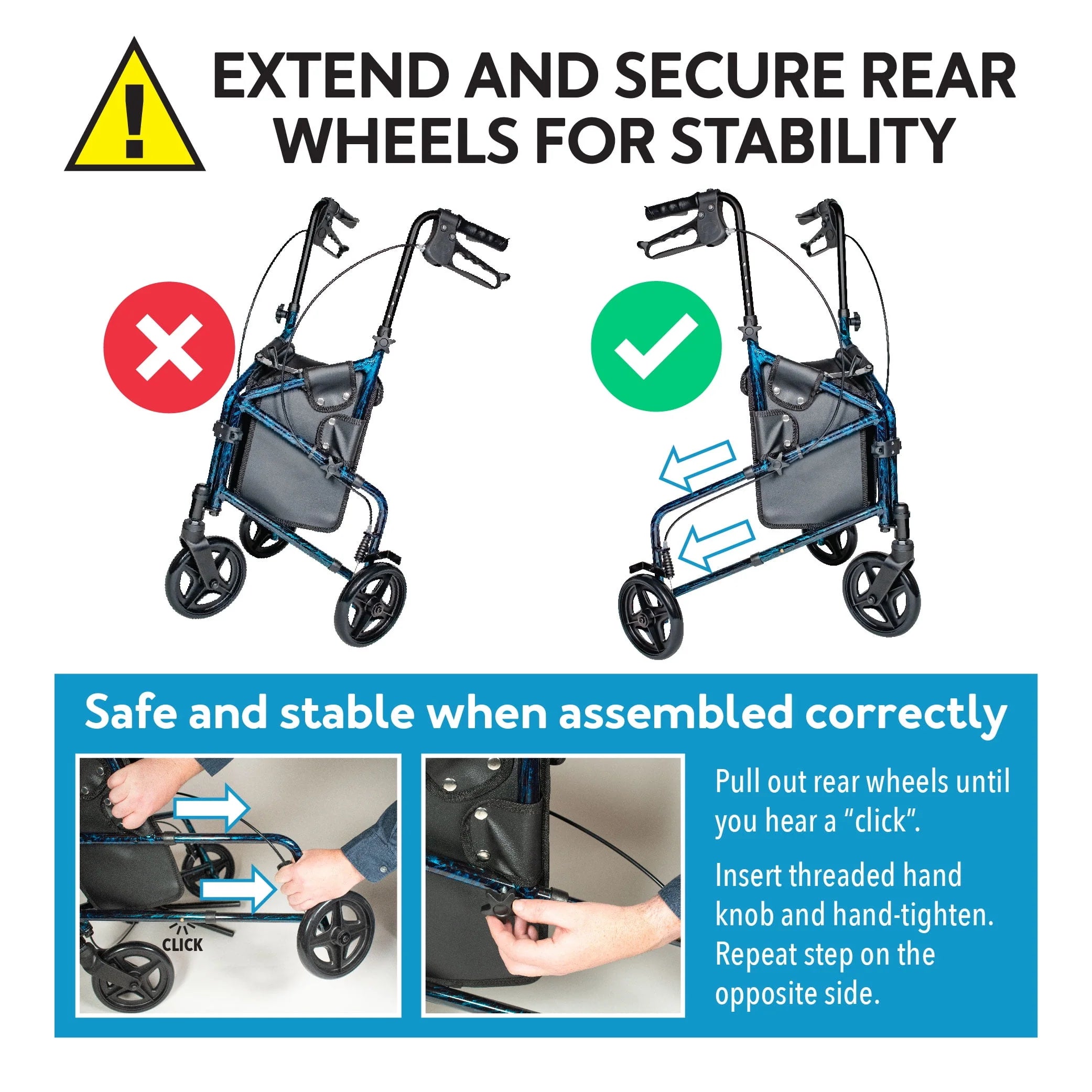 Carex Aluminium 3 Wheel Rollator Walker for Seniors, Height Adjustable Y94999