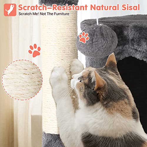 ASHY 54in Cat Tree with Scratching Post for Indoor Cats I993