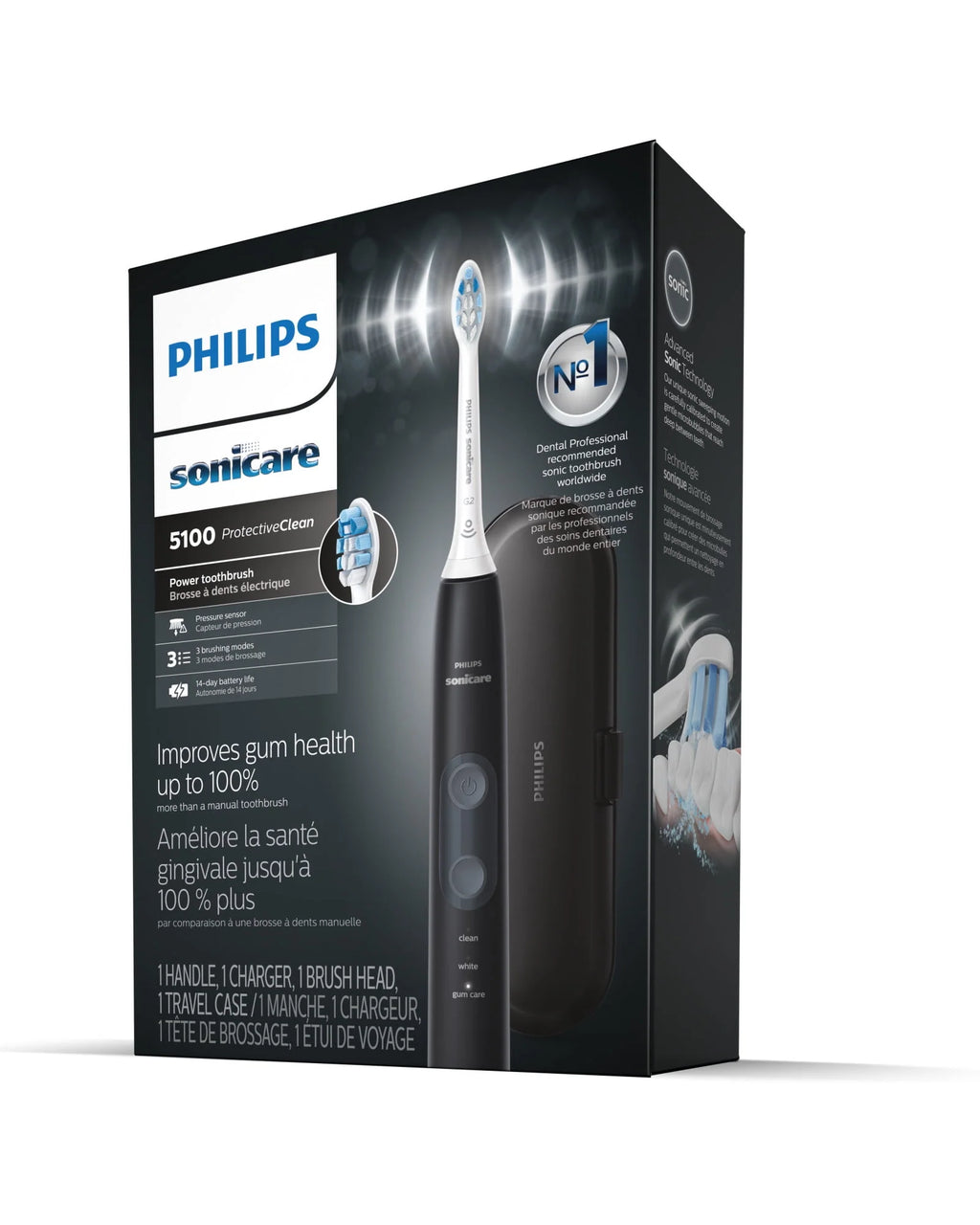 Philips Sonicare ProtectiveClean 5100 Rechargeable Electric Toothbrush, Black T378