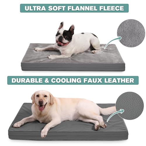 Vonabem Waterproof Dog Bed Large Medium Sized Dogs Outdoor Orthopedic Crate Pad Washable Gray 35"x22" C409
