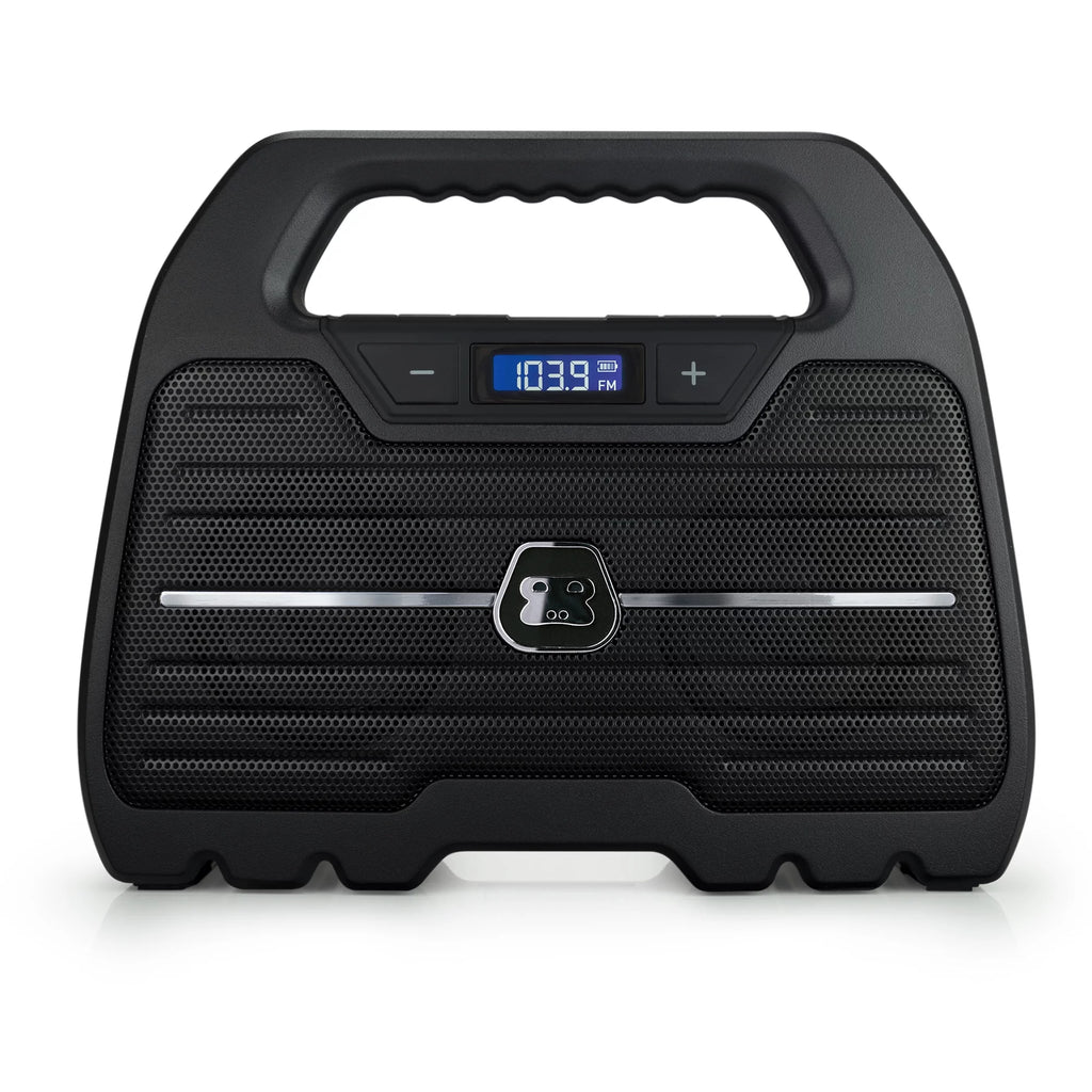 G-Project G-GO Rugged, Water Resistant, Portable, Bluetooth Wireless Boombox Speaker with FM Radio, Rechargeable Battery and USB Phone Charger