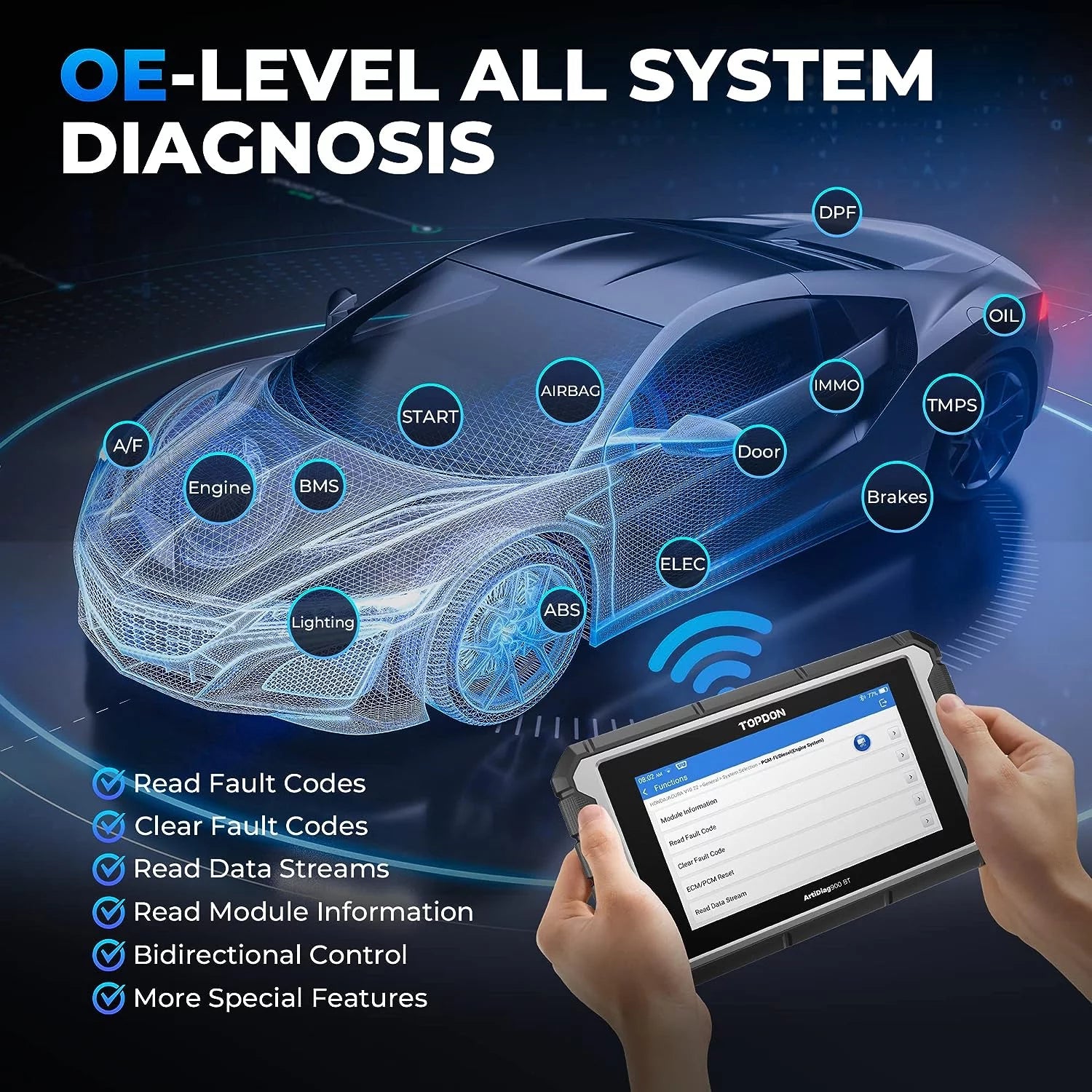 TOPDON AD900BT OBD2 Scanner Bidirectional Car Diagnostic Tool with ECU Coding D745