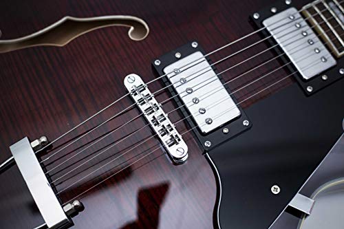 GROTE Jazz Electric Guitar Semi-Hollow Body with Gig Bag, Black Y60488