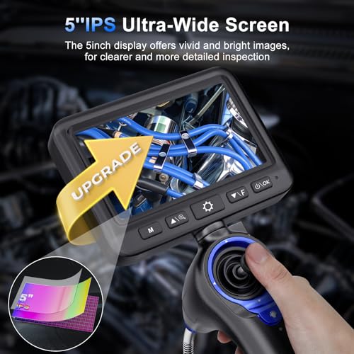 JESERAL 5" HD 1080P Articulating Borescope Camera with 6.2mm IP67 Waterproof Probe F3398