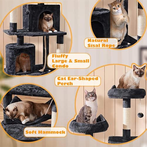 Yaheetech 62.5in Cat Tree with Platform & Hammock, Dark Gray L747397