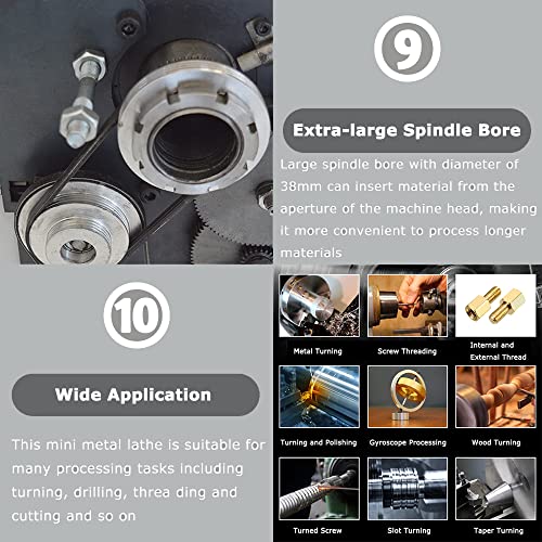 INTBUYING 8"x24" Benchtop Metal Lathe 1100W Brushless Motor Precision Mini Lathe Machine O45773