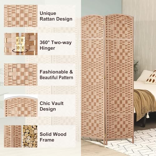 Rose Home Fashion 6 ft Tall Room Divider 4 Panel Folding Privacy Screen, Dark Coffee C8634