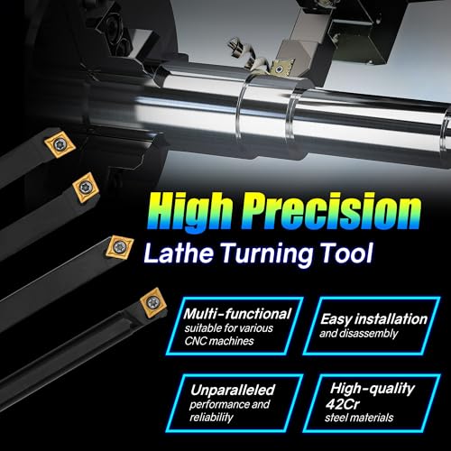 Indexable Lathe Turning Tool 21Pcs Kit 3/8'' 10mm Shank with Carbide Inserts Z5376