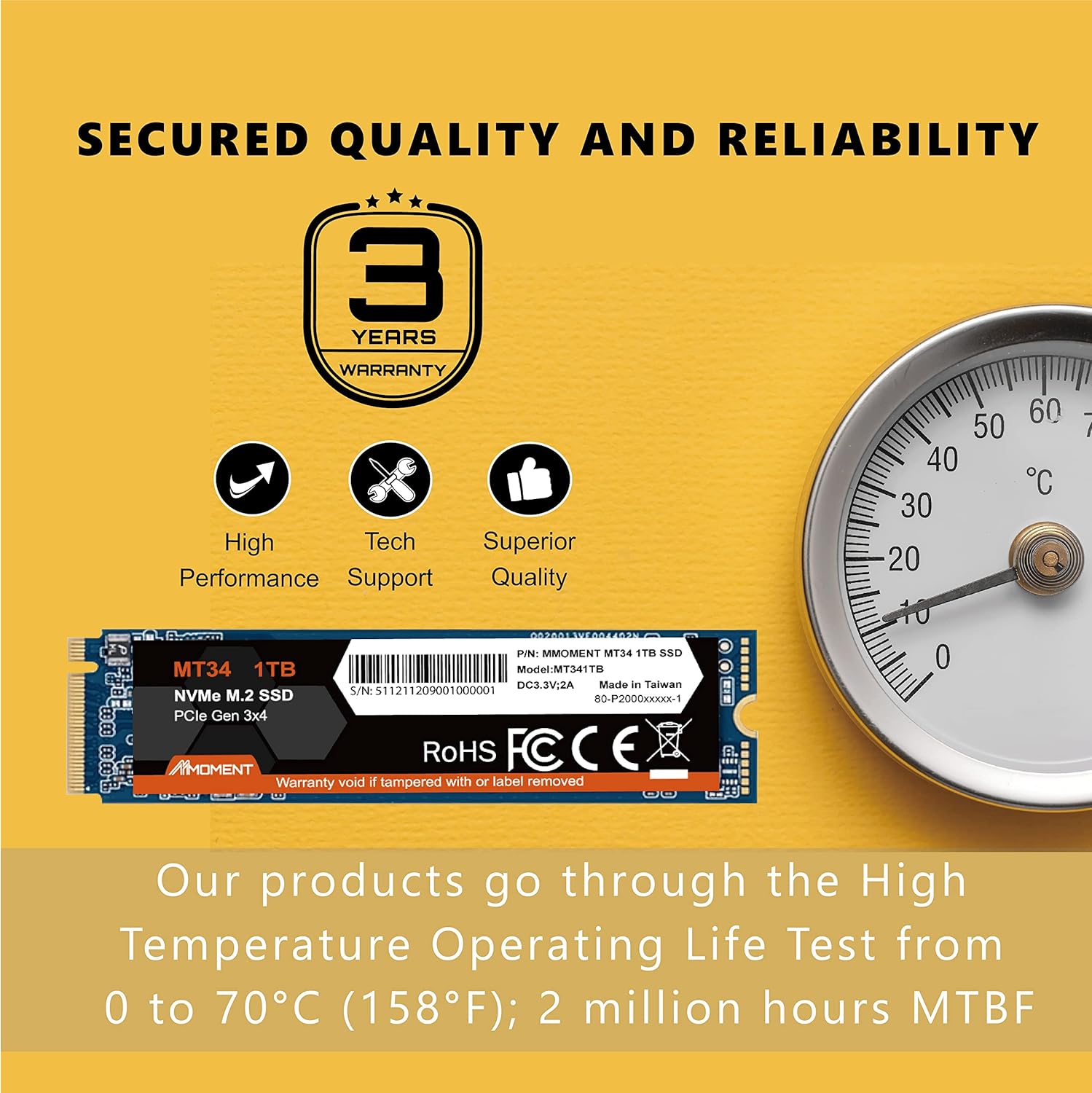 Moment 1TB NVMe M.2 2280 PCIe Gen 3x4 Internal SSD A989681