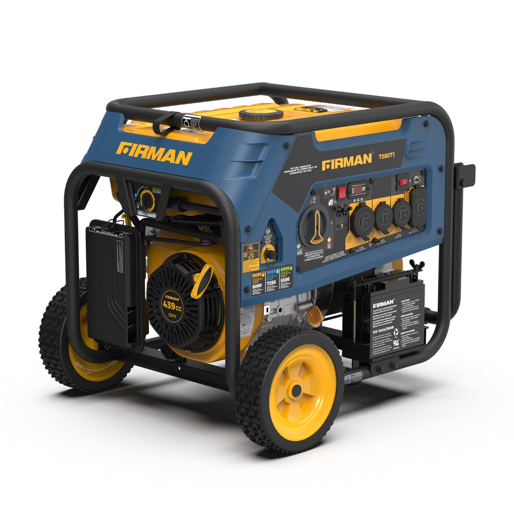 FIRMAN T08071 10000-Watt Tri Fuel Portable Generator with Electric Start T8928