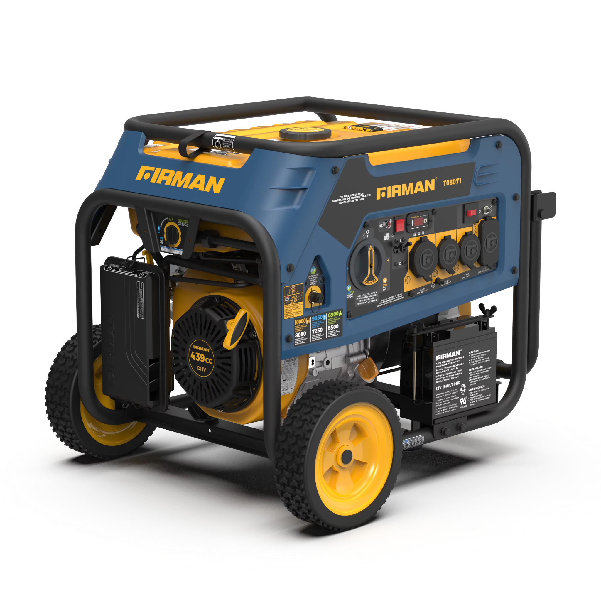 FIRMAN T08071 10000-Watt Tri Fuel Portable Generator with Electric Start T8928