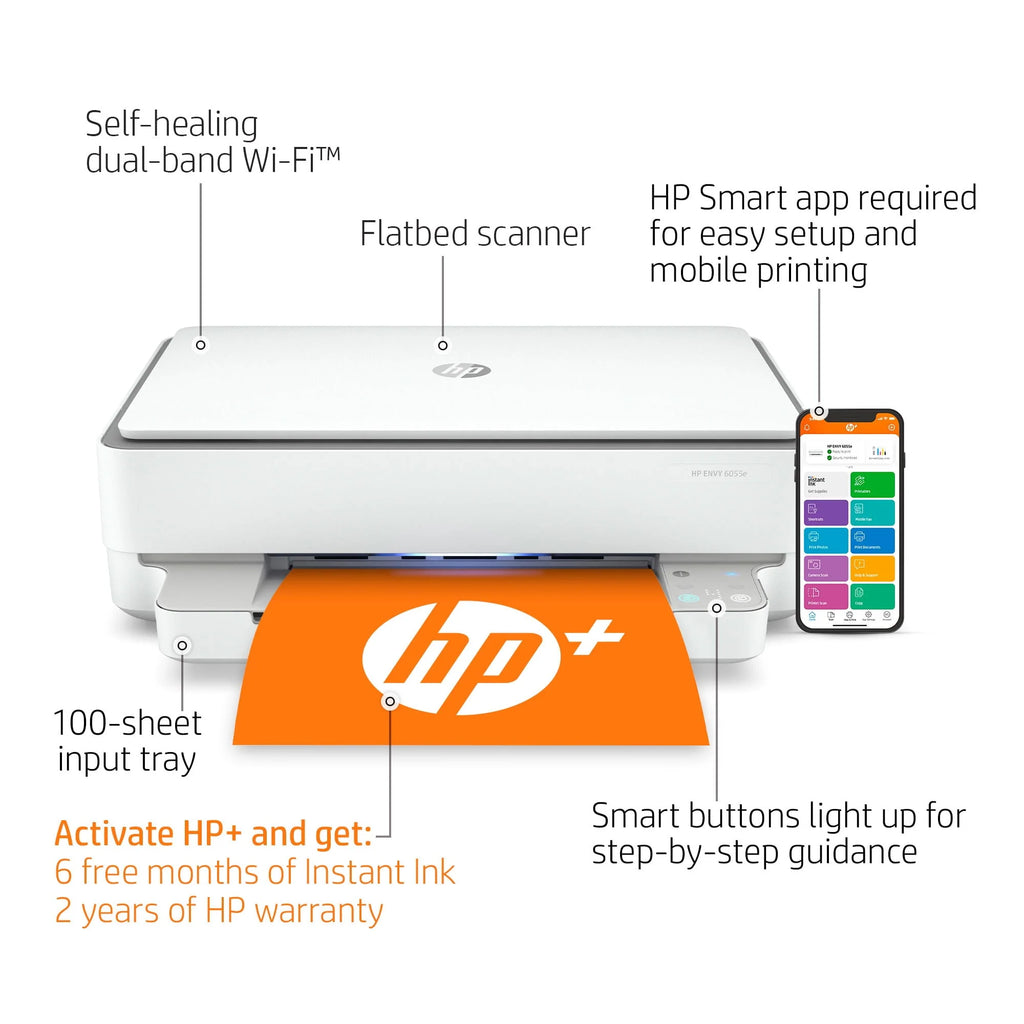 HP ENVY 6055e All-in-One Inkjet Printer, Color Print, Copy, Scan A25808