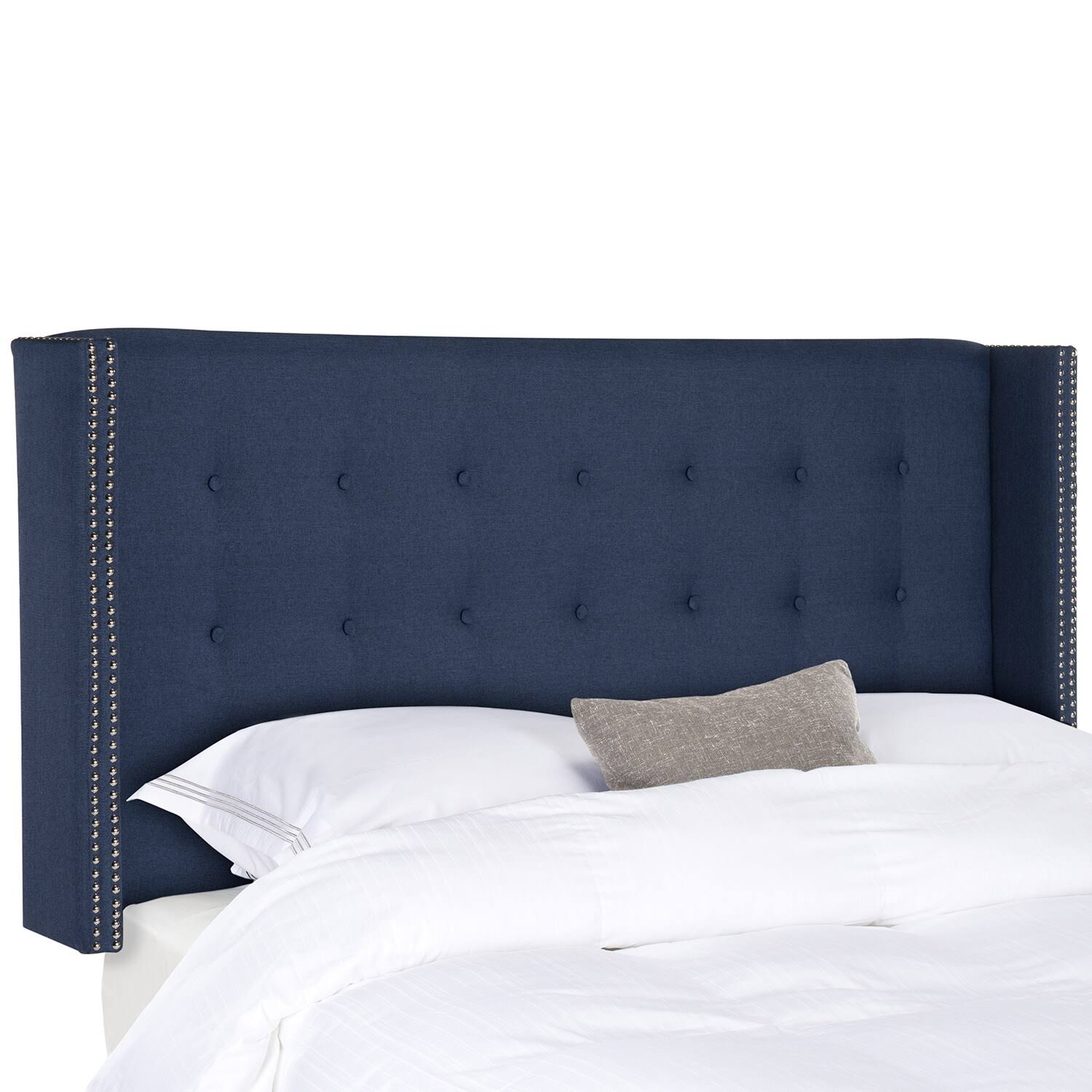 Safavieh Keegan Linen Tufted Winged Headboard Navy Queen A209358